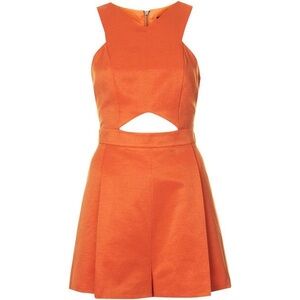 Topshop Bright Orange Sleeveless Cutout Romper